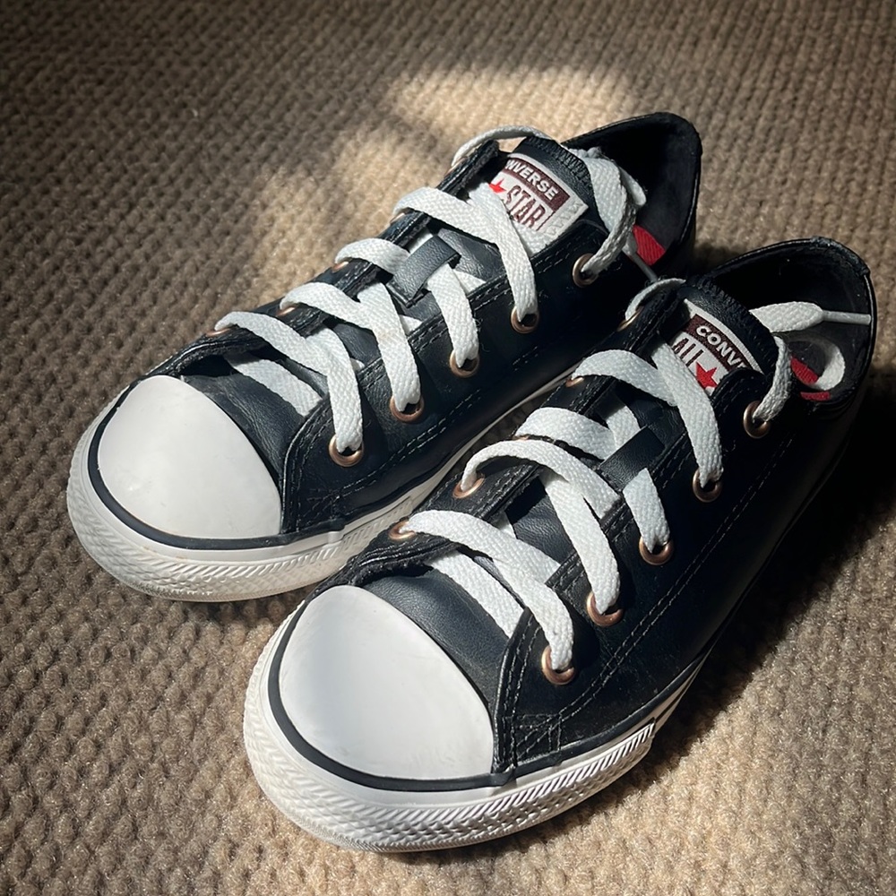 Converse All Star Black Leather Upper Sneakers